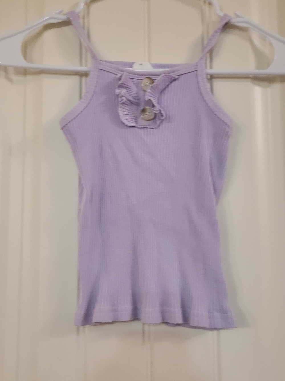 Lavender Ribbed Tank Top with Button Detail - Girls Size 7